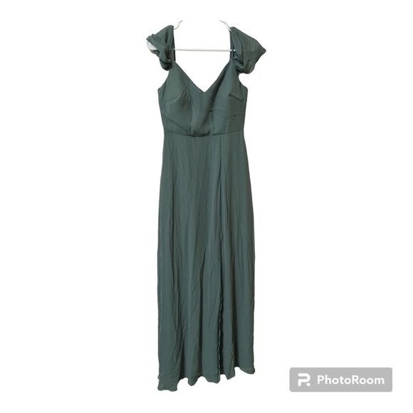 Birdy Grey Off the Shoulder Chiffon Bridesmaid Formal Dress Small - Picture 1 of 4